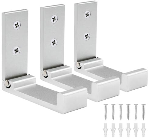 YOCZOX 3 PCS Foldable Wall Hook Invisible Folding Aluminum Wall Mount Hook Headphones Holder Coat Hook Creative Clothes Hook for Kitchen Bathroom Bedroom, Holds up to 15 KG (Silver)