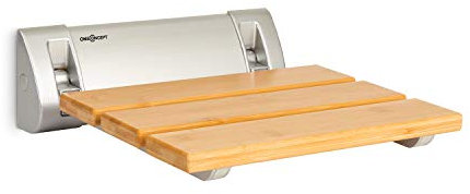 Oneconcept Arielle Siège de Douche : siège Rabattable, siège en Bambou, Suspension en Aluminium, Poids Max. 160 kg, matériel de Montage Inclus, Bois