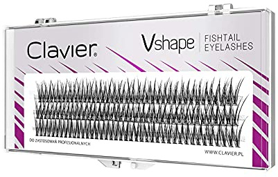 Clavier Künstliche Wimpern in Büscheln V-Shape Fishtail C-Curl, Längen 10 mm | Büschel Natürlich aussehend, für einen einmaligen 3D-Effekt