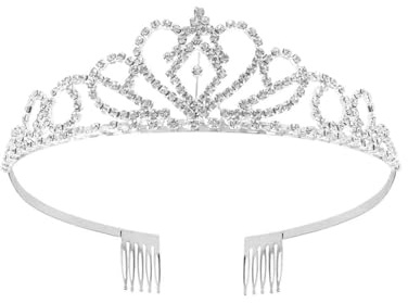 Voarge Diadème en cristal pour mariée - Diadème de princesse vintage - Pour mariage, anniversaire, bal de promo, fête nuptiale, Noël, Halloween, taille unique, Métal, Diamant d'eau