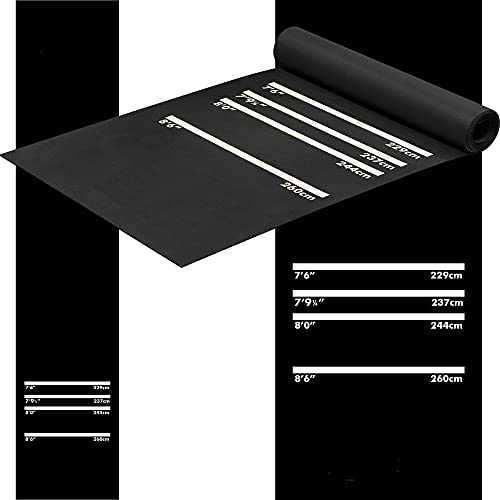 Designa Darts MAT21 | Heavy Duty Rubber Non Slip Dart Mat, Black, 290cm x 60cm