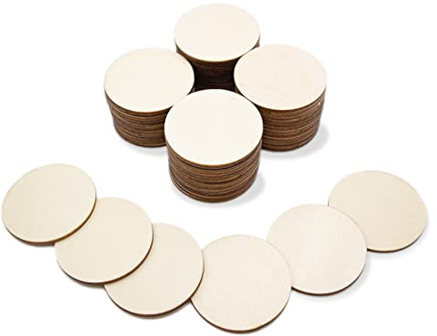 CUWELT 100PCS 50mm Unfinished Wood Circles for Crafts, Wooden Slices Discs Pieces with 2.5mm Thickness, Round Wood Log Natural for Wedding Décor, DIY Art Craft, Ornaments, Scrapbook, Plaques