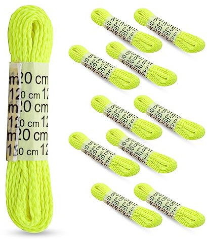 DOJA Barcelona | Cordones Zapatilla Planos | Pack 10 | 1200 x 5mm | Fluorescente | Cordones Planos para Botas Deportivas Running y Ocio | Cordones Planos Deportivos de Colores Hombre y Mujer, Niño