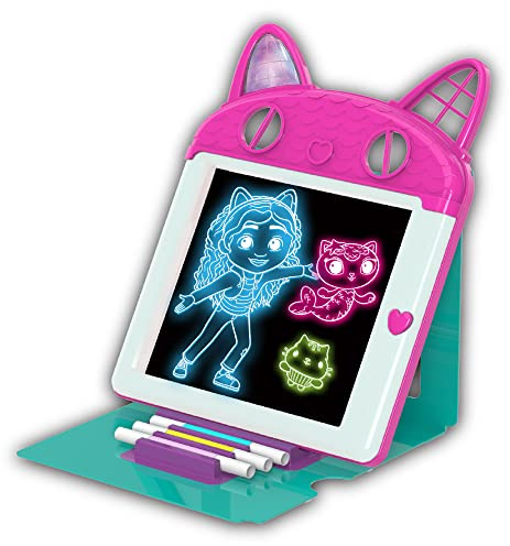 Cefa Toys - Pizarra Luminosa Premium con Luces de Colores La Casa de Muñecas de Gaby, Pizarra Mágica con Tableta Luminosa, 3 Rotuladores de Doble Cara, Apto para Niños a Partir de 5 Años