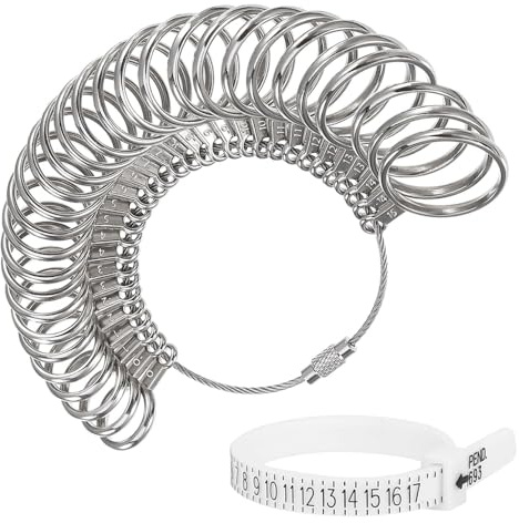 Ensemble d'outils de mesure pour bagues en acier inoxydable et mandrin en aluminium (taille 1 à 15)