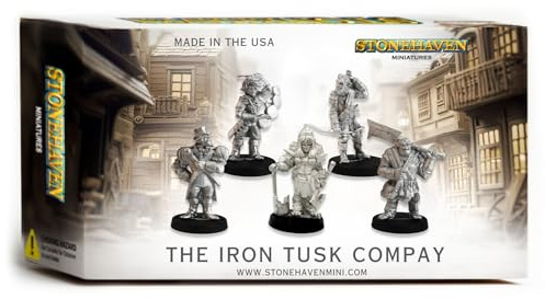 Stonehaven Miniatures Iron Tusk Company: 5 Half-Orc Adventuring Party for DND, Pathfinder, 30mm Heroic Scale Pewter Minis - Unpainted, USA-Made, Choking Hazard - Tabletop RPG Fantasy Figurines Set