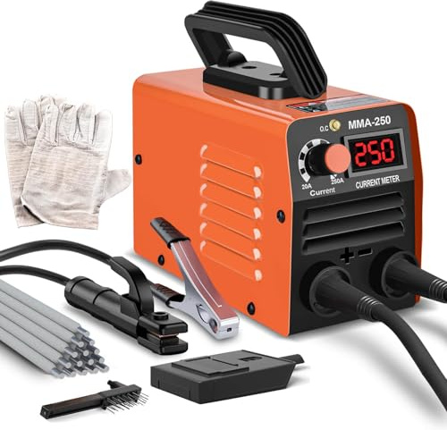 HGNVGZ – Super Mini Stick svetsmaskin, 110 V 250 A ARC bärbar MMA för nybörjare, svetsmaskin med 10 svetsstångsverktyg, IGBT invertersvetsare, motståndskraftig mot