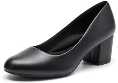 DREAM PAIRS Zapatos de Tacón Bajo para Mujer con Tacón Cuadrado Cómodo y Punta Redonda,Size 37,Negro-PU,SDPU2462W