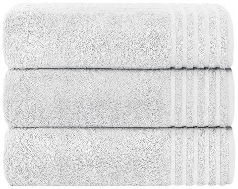 Olivia Rocco Monaco 3 Pack Bath Sheets Highly Absorbent Premium Quality 100% Cotton Large Towel Set Extra Soft Quick Dry Large Towels Bath Sheet 500 GSM Washable Towels, White