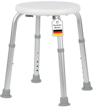 DIVID® Duschhocker DH 001, Duschstuhl, Belastbar 120kg, rutschfeste Gummifüße, Höhenverstellbar, Badhocker mit sicherem Halt, Duschhilfe für Senioren, Duschsitz