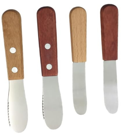 ABOOFAN 1 Jeu Couteau À Beurre Coupe Fromage Couteau Fromage Racloir À Confiture Couteaux À Fromage Couverts De Table Couverts À Confiture Emporte-pièces Manche En Bois 4 Pièces