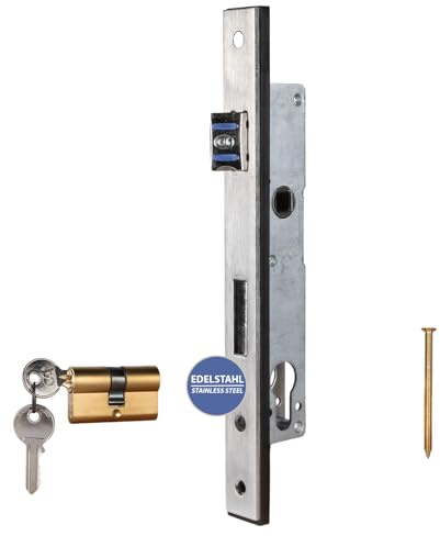 ATTAS Serrure à mortaise avec cylindre profilé pour tourniquet mesure mandrin 20 mm pour portail de jardin, serrure de cadre tubulaire, adaptée aux profils de cadre, tubes ronds,
