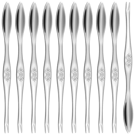 uxcell 10 Pcs Stainless Steel Crab Forks 6.5 Inch Seafood Forks Crab Legs Cracker Utensils Seafood Picks Tools for Lobster, Crab, Crawfish, Prawns and Shrimp Seafood (Silver)