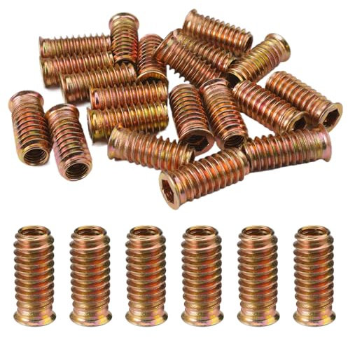 Jinsion 20 Pcs Insertos Roscados, M8 x 30 mm, Tuercas de Madera, Hexagonales, Aleación de Zinc, Resistentes a la Corrosión