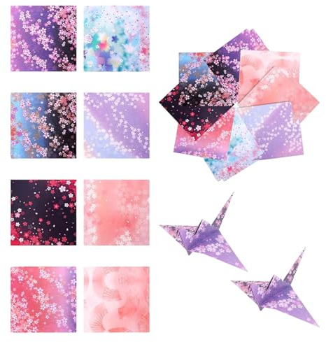 Lot de 120 Papier Origami Japonais fleurs de cerisier Double Face Papier feuilles de papier origami avec différents motifs pour l'art du bricolage et des projets d'artisanat,15 x 15 cm