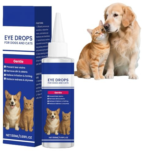XIAGER Dog & Cat Eye Drops,Complete Eye Care Solution as Gentle Tear Stain Remover,E/ye Cleaner & Daily Wash,Soothes & Protects Against Itchy,Watery,Dry Eyes from Dust,Dirt or Grooming,50ml