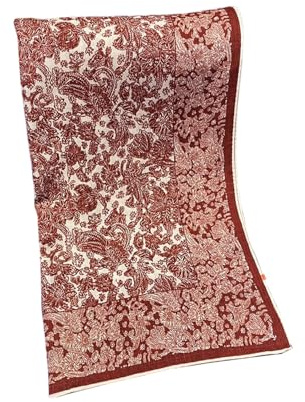 HangErFeng kvinnor ull silkesscarf lång sjal dubbelsidig blommig paisley handrullad fåll 189 cm sjal 1292