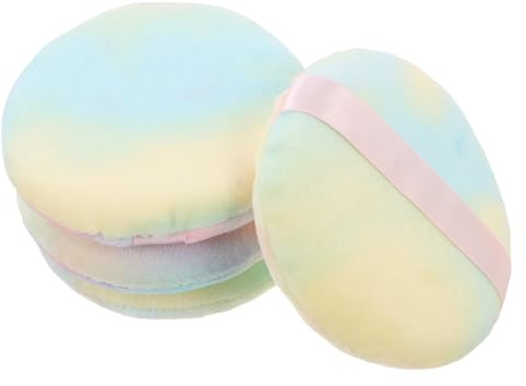 Homoyoyo Lot de 4 Houppettes Surdimensionnées Rondes en Peluche Douce de 10,5 Cm, Coussin de Maquillage Lavable pour Poudre Sèche et Fond de Teint Liquide, Applicateur Réutilisable