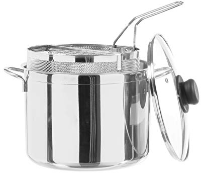 INOXPRAN - Cuocipasta Inoxdual in Acciaio Inossidabile, 2 Cestelli con Coperchio in Vetro da 24 cm, Utilizzabile nel Gas, Piastra Elettrica e Vetro Ceramica
