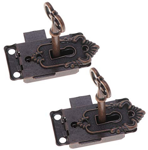 Cerradura de la puerta del gabinete Cerradura de armario antigua Muebles decorativos Cerradura con llave y tornillos 2PCS
