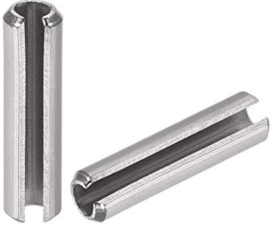 sourcing map Slotted Spring Pin - M5 x 30mm 304 Stainless Steel Split Spring Roll Dowel Pins Plain Finish 10Pcs