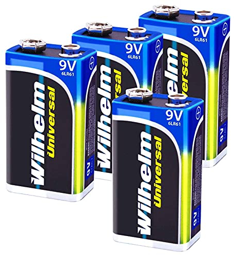 4 x Wilhelm Universal 9V Block Batterien auch für 10 Jahres Rauchmelder geeignet Longlife Blockbatterie für maximale Lebensdauer 6LR61 9 Volt