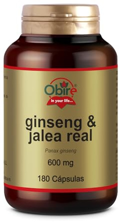 Obire | Ginseng + Jalea Real 600 mg | 180 Cápsulas | Con Vitaminas y Minerales | Vitalidad y el Bienestar