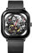 CIGA Design Automatik Uhr Herren - C Serie Armbanduhr Damen 40mm Quadratisch Edelstahl Saphirglas mit Milanaise und Leder Armband(Schwarz)