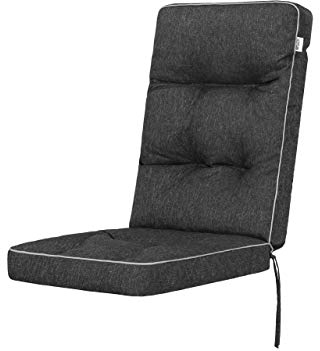 Bjird Stuhlauflagen für Gartenmöbel Sitzpolster für Niederlehner Gartenmöbelauflagen, Sitzkissen, Gartenstuhl-Auflage - Outdoor/Indoor geeignet - mit 8cm Dicke Polsterung - 120x50x8 cm - schwarz