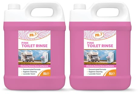 Filo Pink Toilet Rinse 2x 5L, Concentrated Caravan Toilet Chemicals, Lavender Scent, Motorhome Fresh Flush Fluid, Eco Friendly Odour Eliminator for Portable Toilets