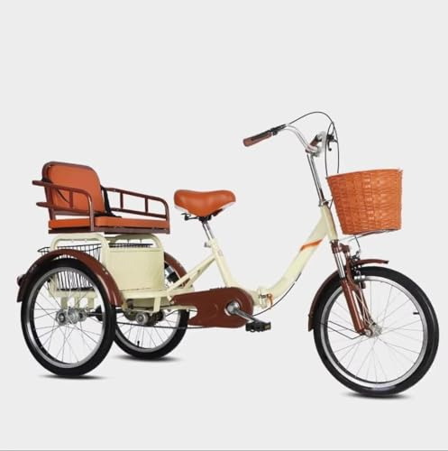 Cruiser-Dreirad mit hydraulischer Stoßdämpfer-Vordergabel, Outdoor-Rollerfahrrad für ältere Menschen, 3-Rad-Trikes mit Feststellbremshebel, Dreiräder mit großem Pedal, Tandemfahrrad mit verstecktem