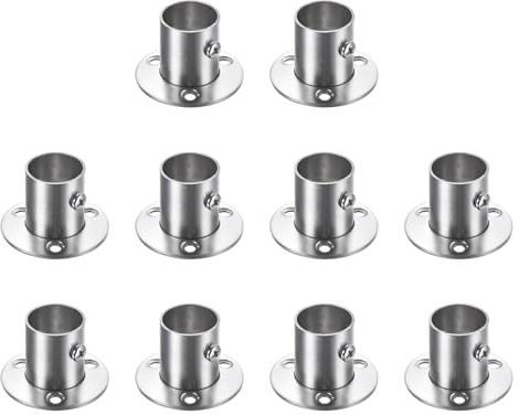 QUARKZMAN 10pz Supporto Flangia Asta Armadio in Acciaio Inox, 7/8 Dia Supporto per Asta Flangiato Attacco Palo Supporto Tubo Parete con Viti, Argento