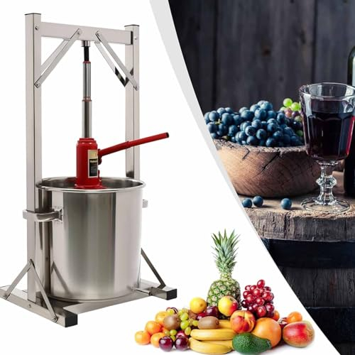URJWAN Pressa per UVA, Frantoio per Frutta, Strumenti per Vinificazione in Acciaio Inossidabile, Pressa per Vino di Mele, per Spremere Miele, Olio di Peperoncino, Erbe Cinesi Cotte E Vino di Riso,22L