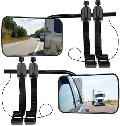 2 Stück Wohnwagenspiegel Verstellbarer Zusatzspiegel Außenspiegel, Universal Caravanspiegel AnhäNgerspiegel für Wohnmobile Auto Caravan PKW Anhänger Links + Rechts (Style B)