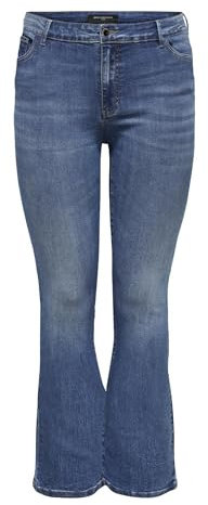 ONLY CARMAKOMA Damen Carsally Reg Flared DNM Bj114-3 Noos Hose, Medium Blue Denim, 54W / 32L EU