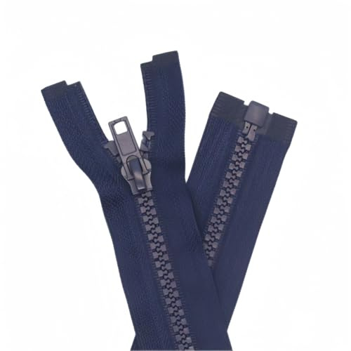 YaHoGa 2 pezzi 70 cm cerniera plastica 5 mm divisibile chiusura lampo lampo per giacche blu scuro