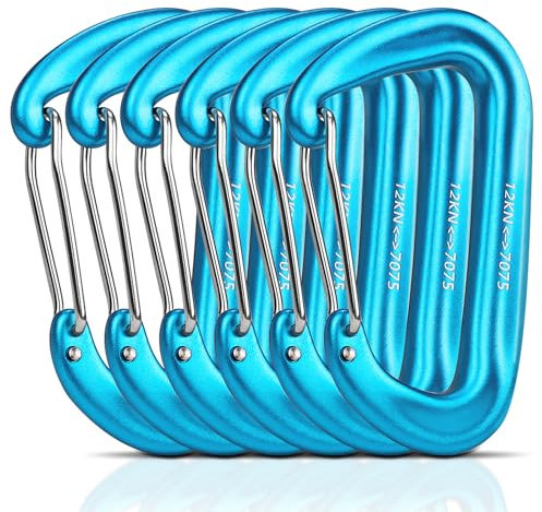 6 Stück Karabinerhaken Groß Schwerlast Alu Karabiner 12KN (1200KG) Belastbarkeit Auswahl aus 7 Farben für Outdoor Hängemattenbefestigung Wandern Camping Camping Rucksackreisen