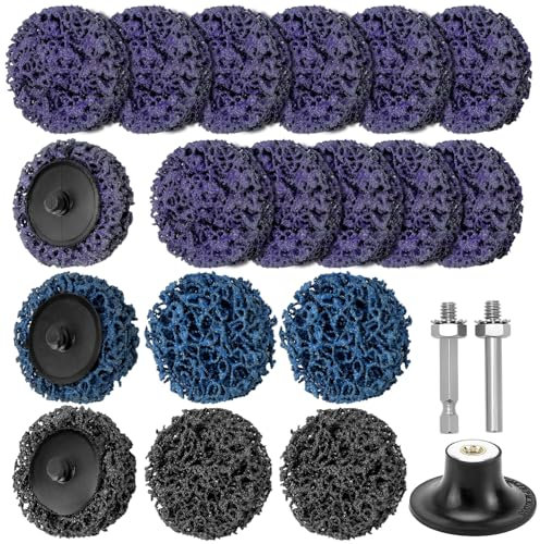 QWORK® Set de discos CSD de 17 piezas, disco de lijado de 50 mm, disco de limpieza gruesa para tratamiento de superficies, eliminación de óxido y pintura