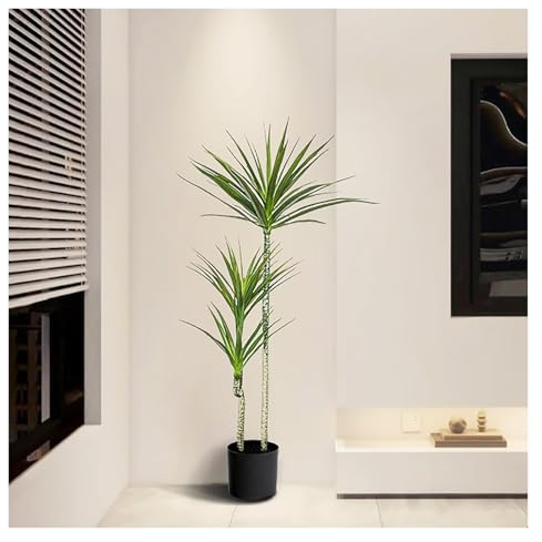 Artificial Dracaena Tree, Indoor Outdoor Faux Topiary Yucca Trees, Artificial Agave Plant with Leaves Trunks, Faux Plant for Home Office Decor(180cm/5.9ft)
