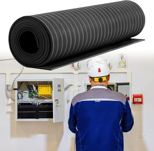ININOSNP Protection Contre Les Chocs électriques Tapis de Sol Isolant en Caoutchouc de 3 mm d'épaisseur, Longueur Personnalisable, Tapis de sécurité Industriel(Black)