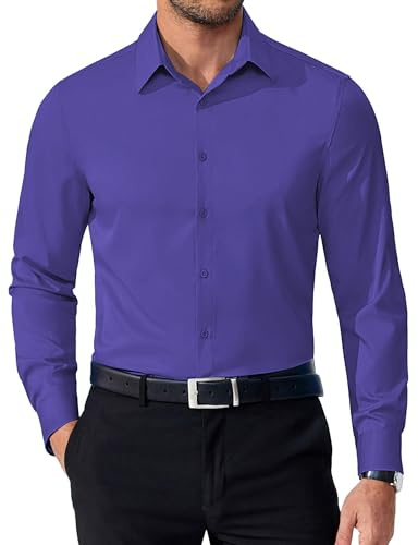 WINKEEY Chemise Homme Infroissable Chemise de Bureau Manches Longues sans Repassage Formel Habillé Cérémonie
