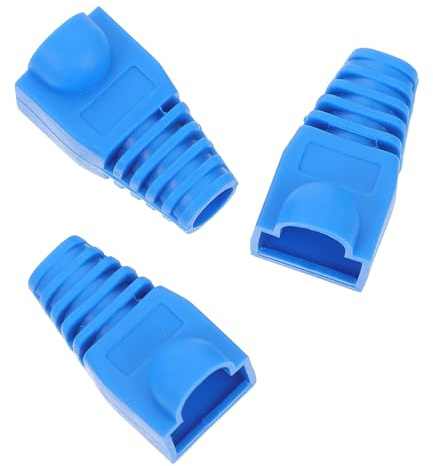 BESPORTBLE 100 Tapas Protectoras de Plástico Azul para Conector Rj45 Cable Ethernet Cat5 Cat6, Protección contra Roturas y Alivio de Tensión para Cables de Red