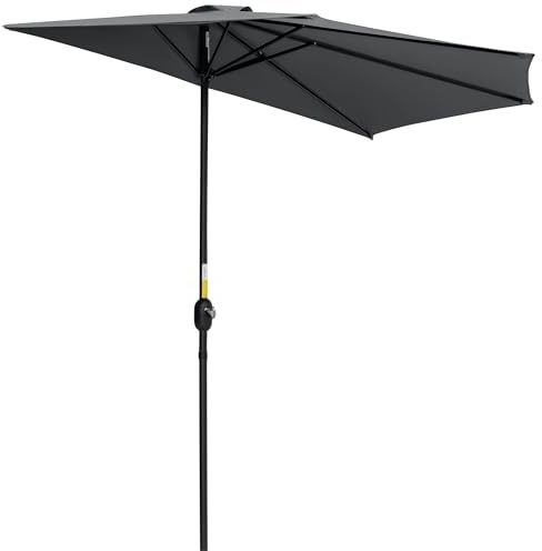 Outsunny Demi parasol - parasol de balcon 5 entretoises métal 2,93 x 1,5 x 2,49 m polyester haute densité gris