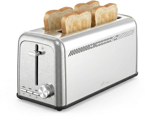 Nilson Life Tostapane con doppia fessura, 1500 W, 7 livelli di tostatura, controllo manuale, timer, scongelamento, riscaldamento e cancellazione, vassoio raccogli briciole rimovibile, facile da pulire