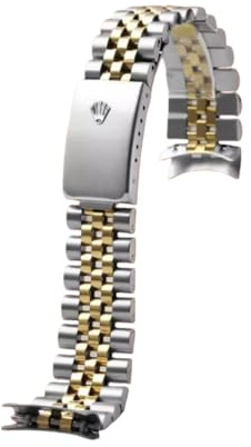 ROUHO Cinturino Orologio Acciaio Inossidabile Bracciale Jubilee Metallo Ricambio 13mm 17mm 20mm Attacco Curvo Maglie per Rolex Datejust - Argento+Oro 13mm