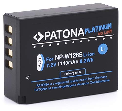 PATONA Platinum NP-W126s Akku 1210mAh Ersatzakku kompatibel mit Fuji Fujifilm XM5 X100F X100V X100VI XA1 XA2 XA3 XA5 XS10 XT3 XT20 XT30 II XT5 XT50 X-M5 X-S10 X-T3 X-T50 NP W126s NPW126s NP-W126