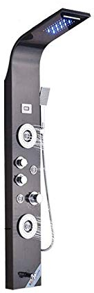 LED Duschpaneel aus rostfreiem Edelstahl mit Temperaturanzeige und 2 Massagefunktionen Farbe: Orb