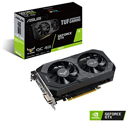 ASUS TUF Gaming NVIDIA GeForce GTX 1650 OC Edition Carte graphique (PCIe 3.0, mémoire GDDR6 4 Go, HDMI, DisplayPort, DVI-D, 1 connecteur d'alimentation 6 broches, résistance à la poussière IP5X, lubrifiant de qualité spatiale)