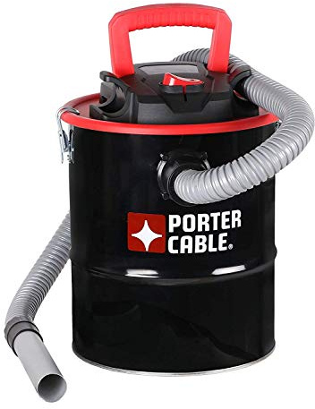 Porter-Cable HP Aspirador de cenizas de succión fuerte para chimeneas, estufas de leña, fogatas y estufas de pellets, negro
