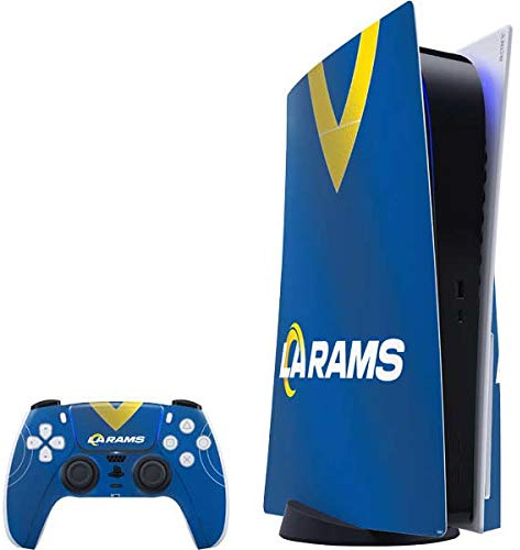 Skinit Decal Gaming Skin Compatible with PS5 Bundle - Officially Licensed NFL Los Angeles Rams Team Jersey Design